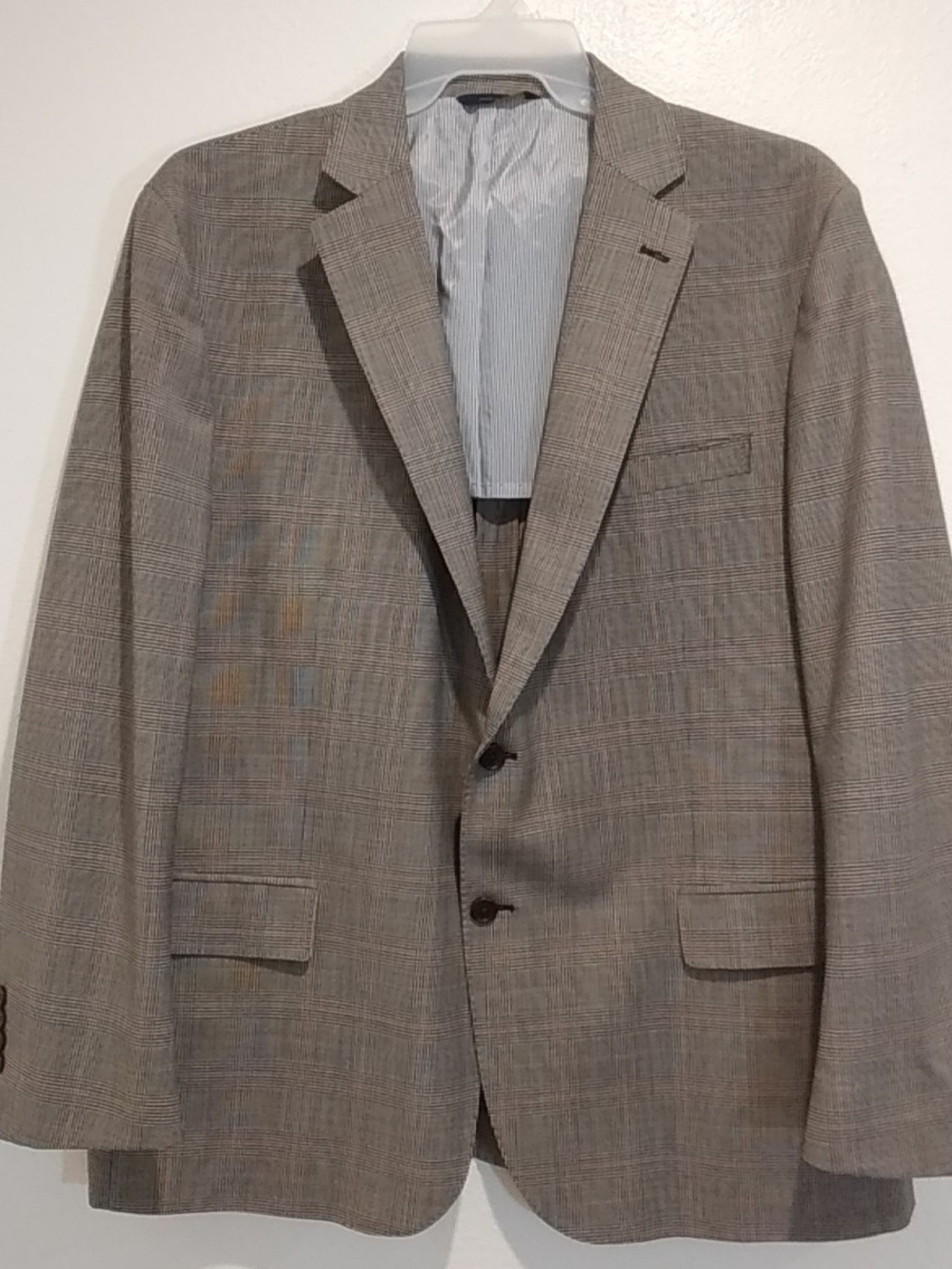 Brooks Brothers Tan-Gray Glen Plaid Sport Coat Unstructured Blazer
